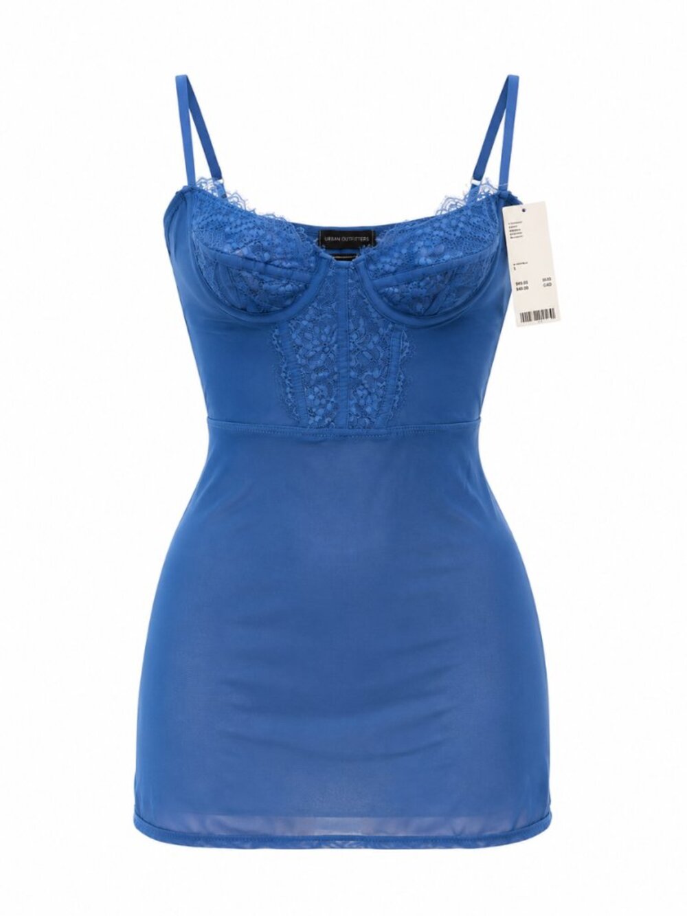 NWT Urban Outfitters Blue Lace Bustier Mini Dress Size L